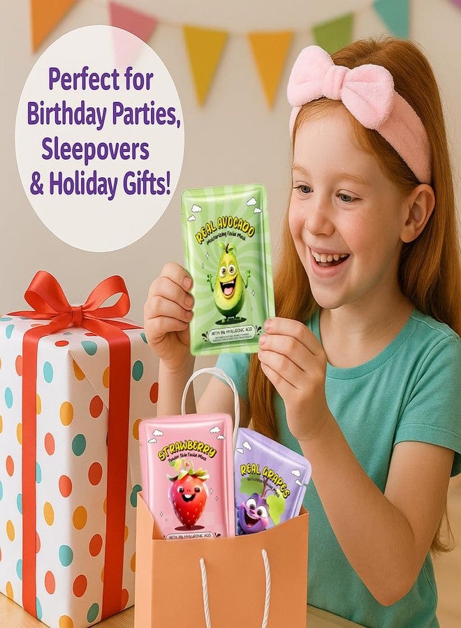 BANGFENG 10 Pack Fruit Face Masks for Kids – Ultimate Spa Day Kit for Girls Ages 8-12, Adorable Natural Facial Masks, Party Favors & DIY Spa Kit, Creative, Fun, Nourishing Self-Care Experiences - Image 2